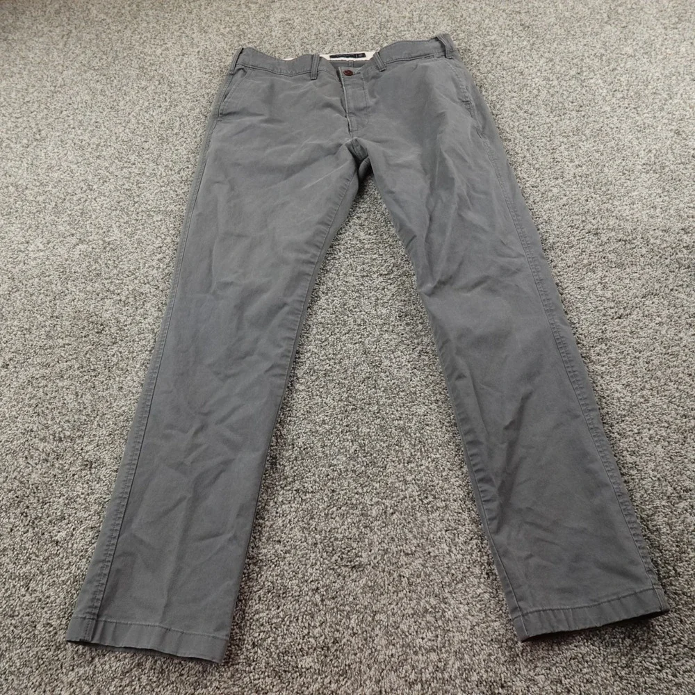Abercrombie Fitch Pants Mens 34X32 Gray Chino Trousers Skinny Stretch Preppy Y2K